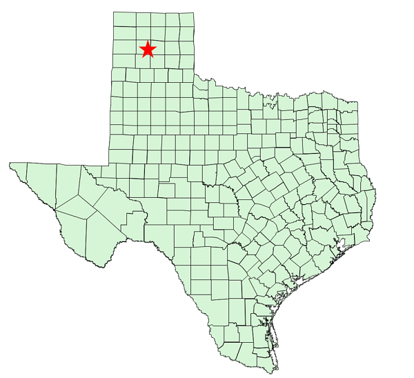 Location Map of Palo Duro Canyon SP 20 miles Southeast of Amarillo