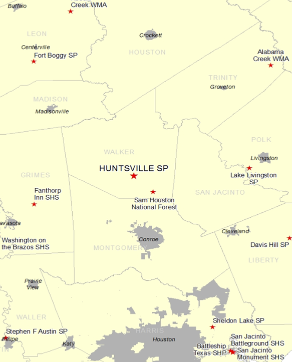 Vicinity Map of Huntsville State Park