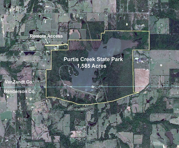 Site Map for Purtis Creek State Park Showing Location of Access Road