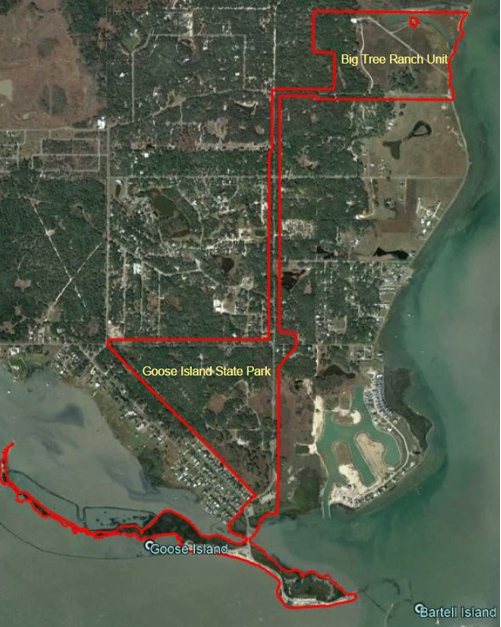 Site Map Showing Goose Island State Park