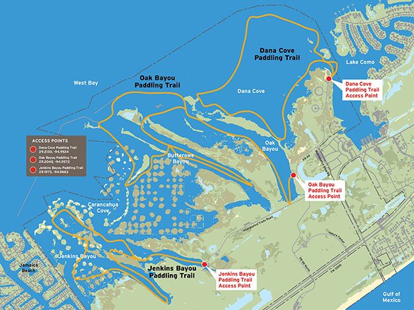 Galveston Island State Park Paddling Trail GIS Points