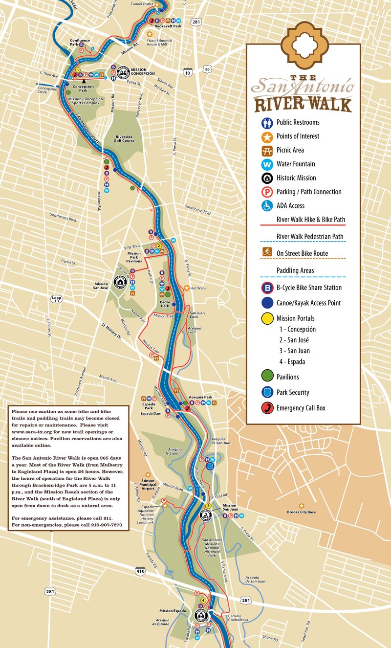 Mission Reach Paddling Trail Map