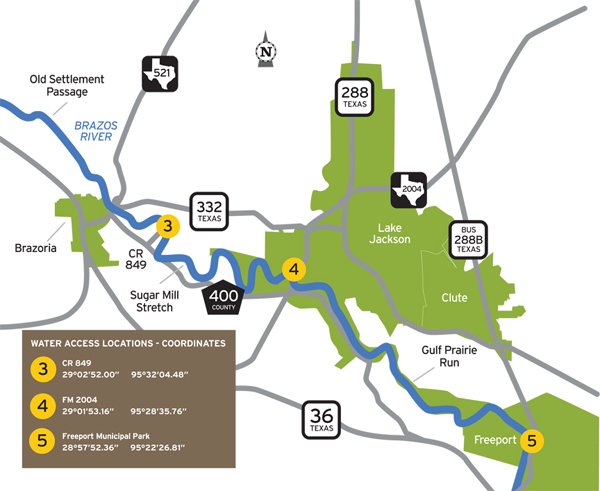 Stephen F. Austin Paddling Trail - Sugar Mill Stretch - Map